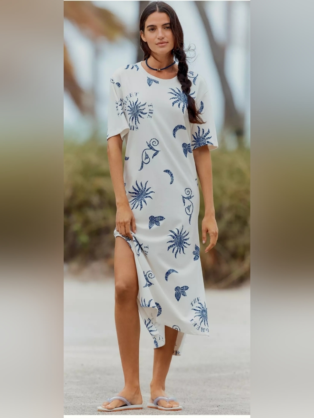 NWOT Anthropologie Celandine Graphic Maxi T-Shirt *FLAWED*
